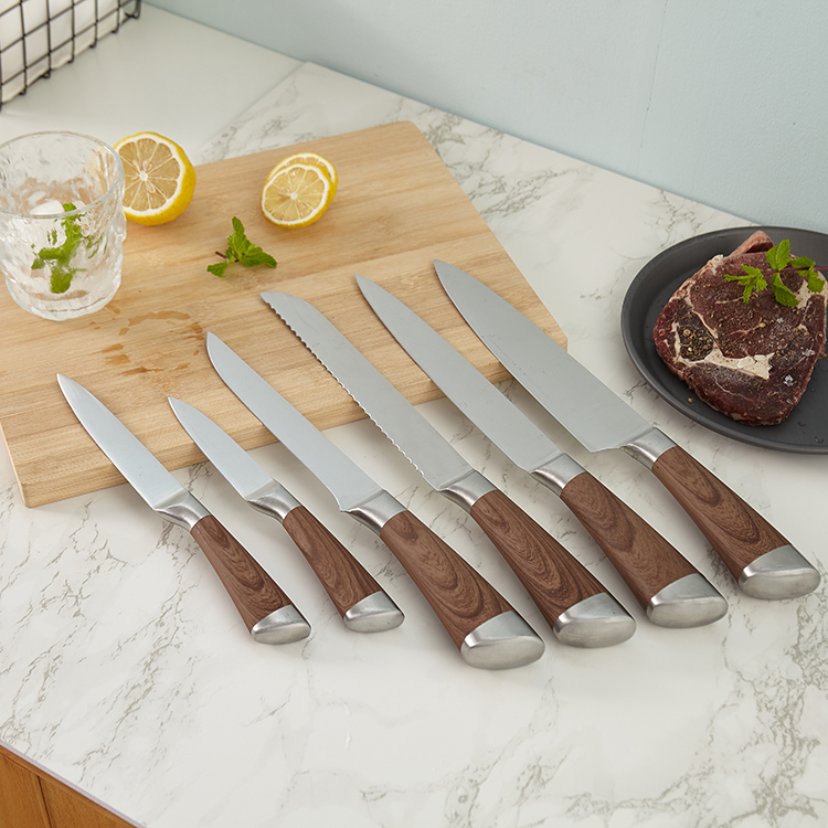 High Quality 3CR13 Stainless Steel 6pcs Kitchen Knife Set for Chef Slicing Cleaver