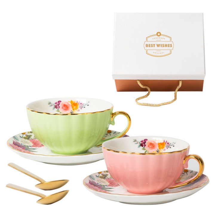 2021 Custom China Coffee Cups Supplier Holiday Leisure Porcelain Cups 6.5 Oz Coffee Cups With Anniversary Gift Box