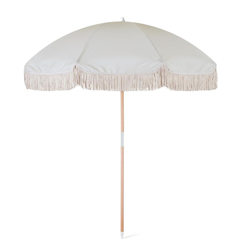 umbrella with tassels fringe Aluminum rod fringed ambrella deck chair folding wooden canvas garden cheap chairs beach
