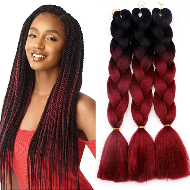 Wholesale Jumbo Braiding Hair 100g Crochet Braids Hair 24 inch Synthetic Hair Extensions Ombre Braids