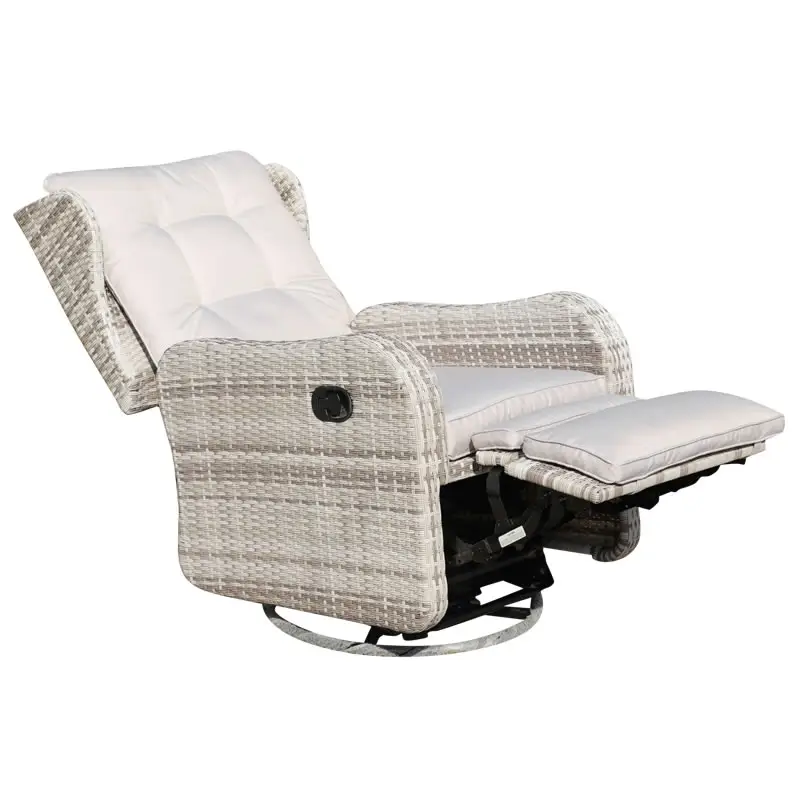 Luxury outdoor rattan wicker furniture garden adjustable recliner footrest chair sofa with cushion