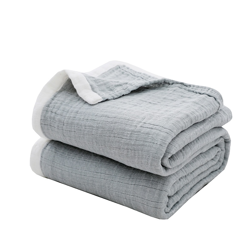 Safe Health Solid Color Jacquard Blanket Throw Soft Breathable Pure Cotton Bedding Sheet Quilt