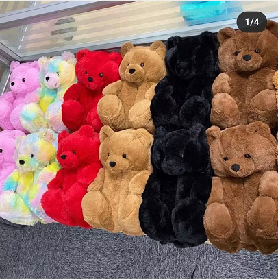 Тапки женские на плоской подошве, повседневные Меховые Туфли, пушистые, плюшевый мишка, роскошные