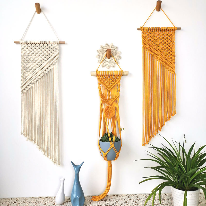 D-T001 Bohemian Wedding Wall Art Decor Handmade Cotton tapestry Woven Macrame Wall Hanging Shelf Macrame