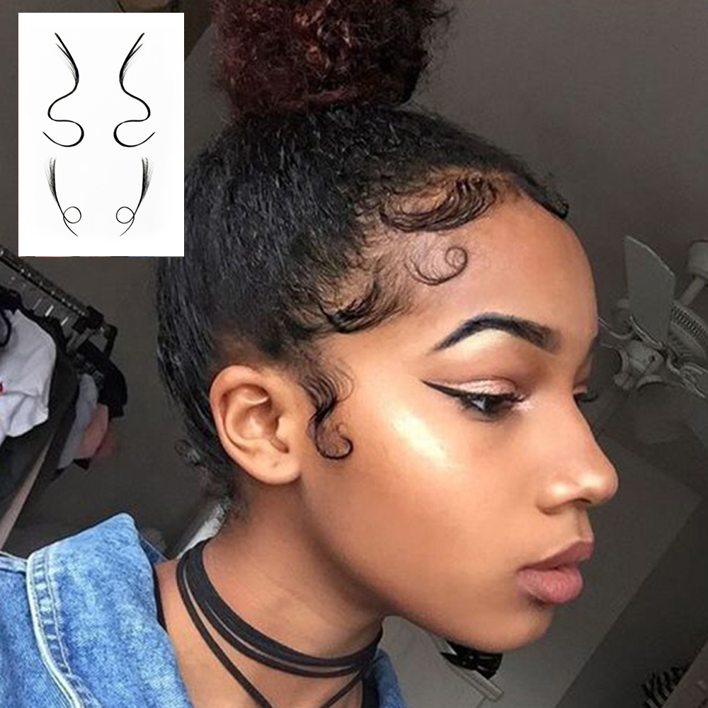 Popular Customize Wig Accessories Fake Curly Natural Texture Temporary 3 Styles Front Baby Hair Edge Tattoo Sticker