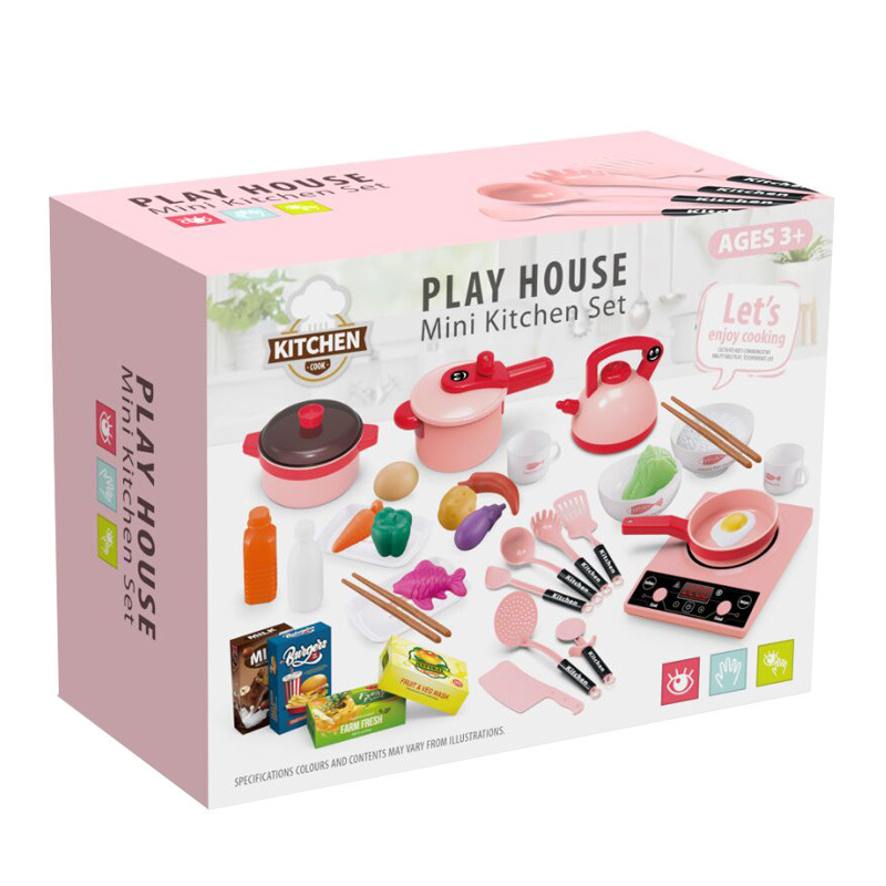 IN STOCK 36pcs accessories miniature cooking battery Toy pretend kitchen set Popular Plastic Children Kitchen Play Set For Girls