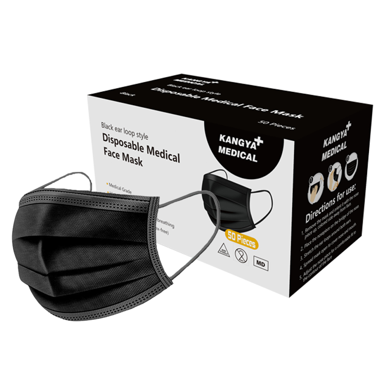 EN14683 3Ply medical Face Masker Black mascarillas Disposable Black Surgical Mask