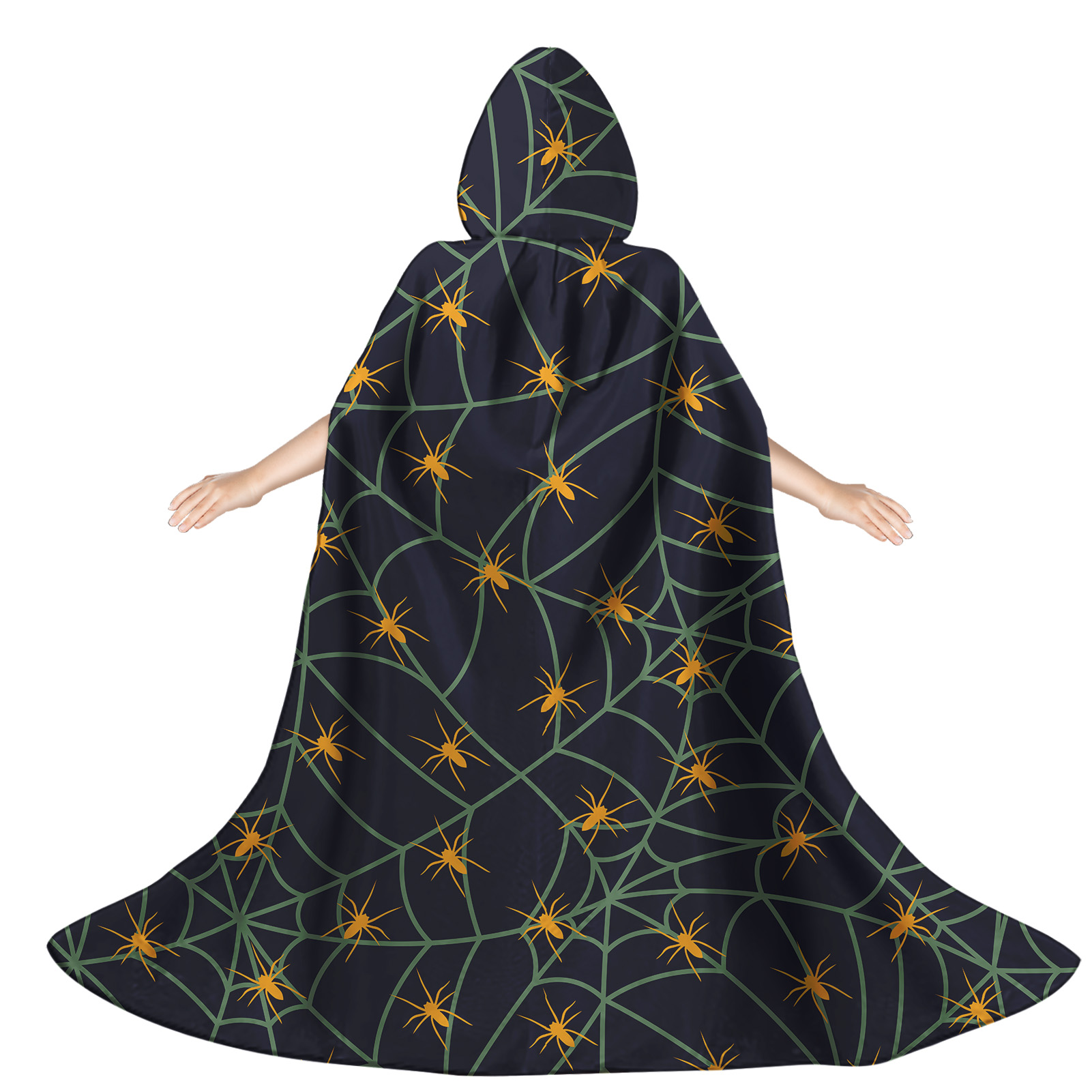 Spider Web Pattern Designer Hooded Cape Cloak Costumes Cosplay Dress Up Halloween Decorations Party Decor Supplies