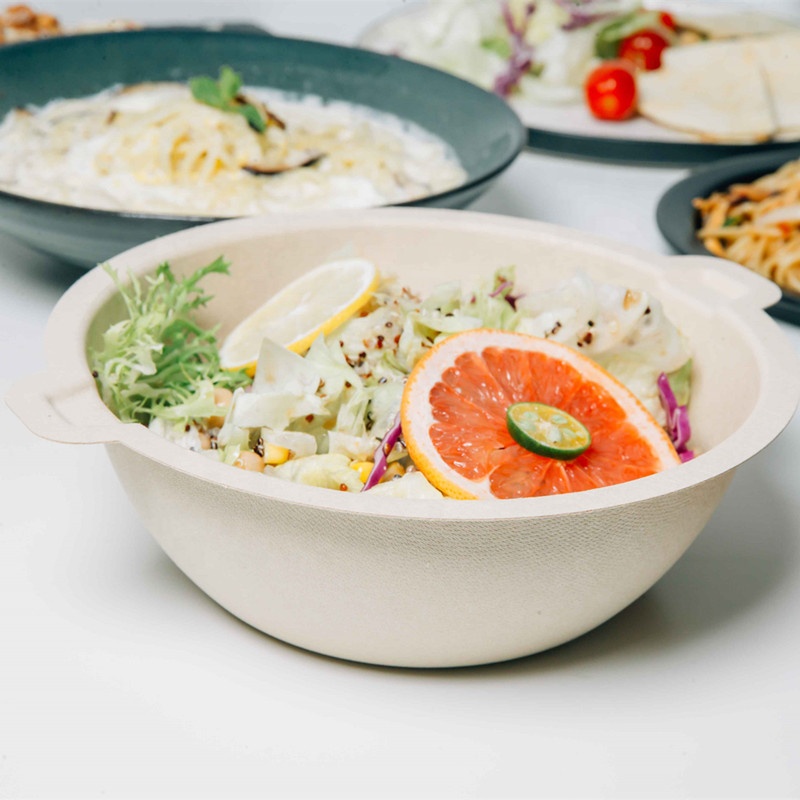 Возьмите Эко дружественных микроволновая печь Bagasse Compostable Sugarcane Одноразовые крафт-бумаги сервировочный салатник с крышкой