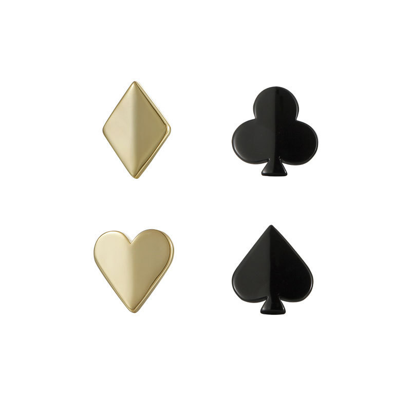 Creative design playing card s925 silver stud earrings mini small simple earrings