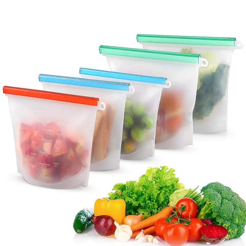 Wholesale Fridge Food Bag Reusable Silicone Food Storage Bag Food keed fresh bags
