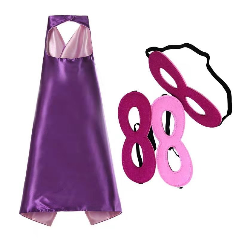 halloween costume party 2 layer 70*70cm oem logo custom kids hero capes and masks