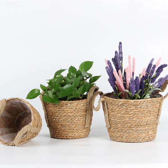 Good Quality Woven Typha Angustifolia Jute Plant Flower Storage Hampers Baskets