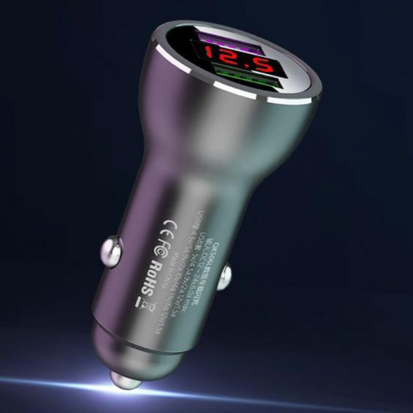 Автомобильное зарядное устройство с 2 Usb-портами и светодиодным дисплеем