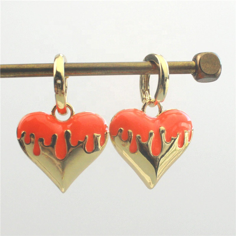 CH-LAE0001 Plating enamel charm pendant,heart shape enamel earring,fashion jewelry component charm necklace