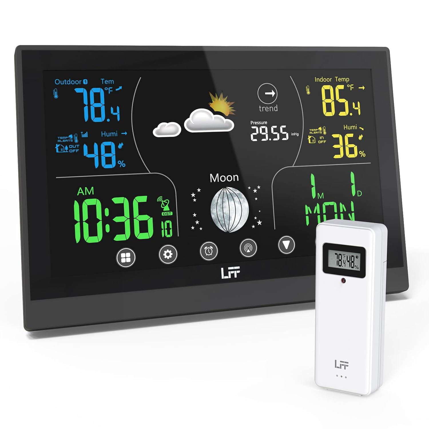 Only USA Modern Plastic Anniversary Wall Alarm Clock Wireless Date/Temperature/humidity Display Weather Forecast Weather Station