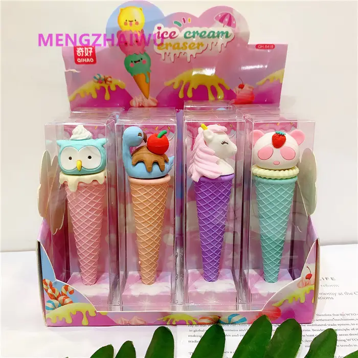 Philippines hot sale stationery wholesale prices cute eraser animal ice cream shaped design kids eco rubber pencil eraser set