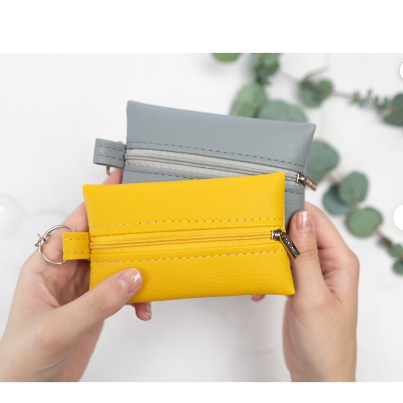 Leather Zippered Pouch Pocket Tissue Case Leather Coin Purse Change Holder