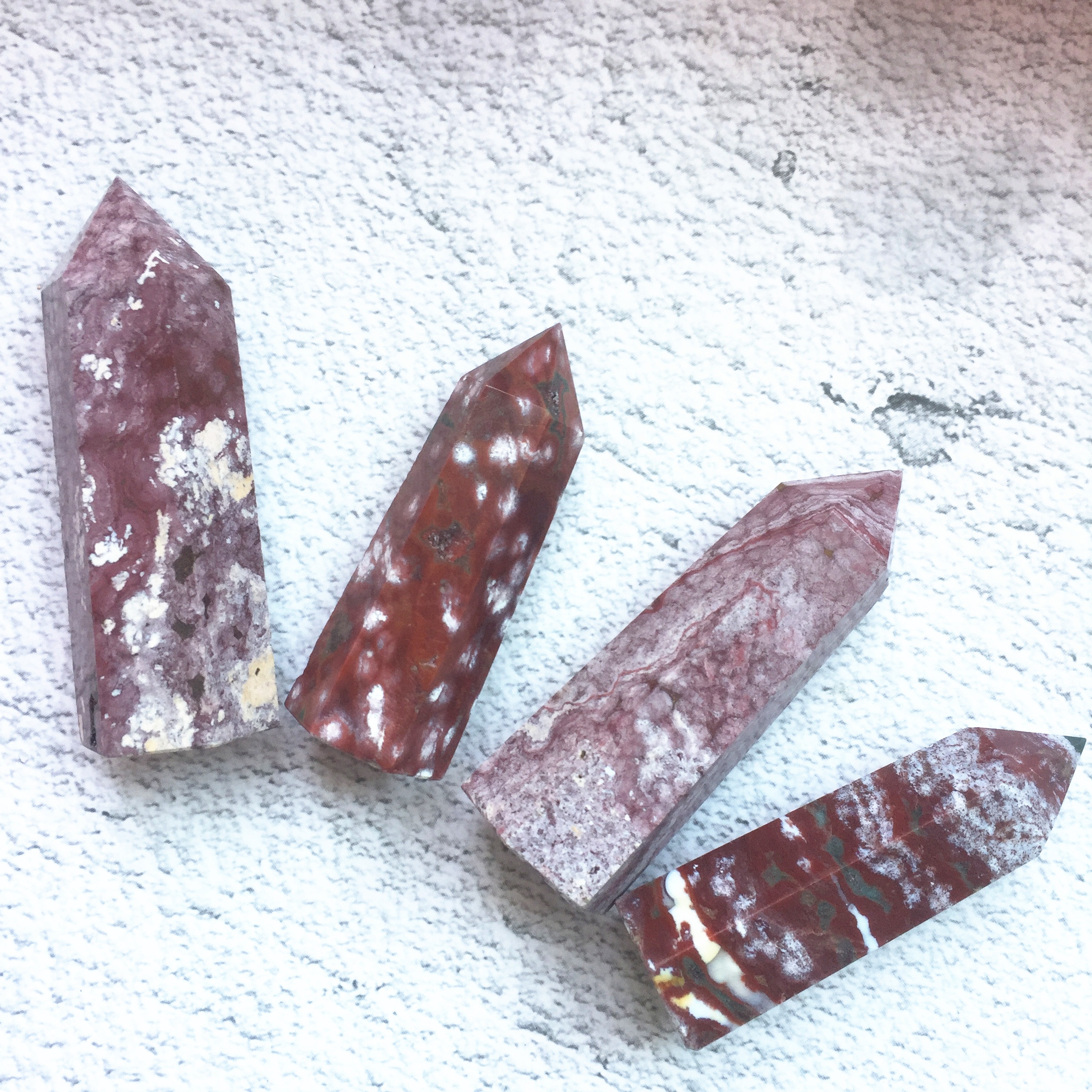 Wholesale High Quality Natural Pink Ocean Jasper Crystal Point For Healing