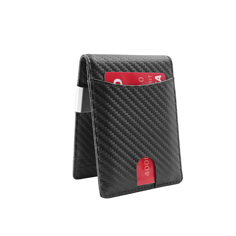 Sandro Men Wallet Front Pocket Carbon Fiber Slim RFID Blocking Wallet For Men With Money Clips