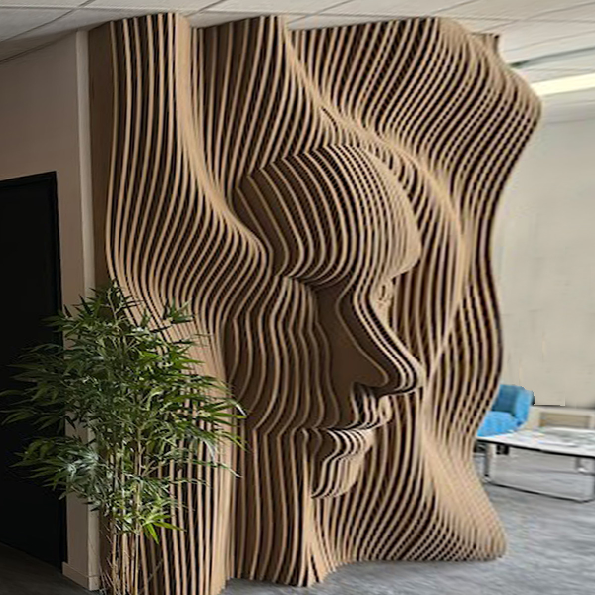 Custom wood wall decor Geometric Custom Large Parametric Wooden Decor Parametric Wavy Wooden Wall Art