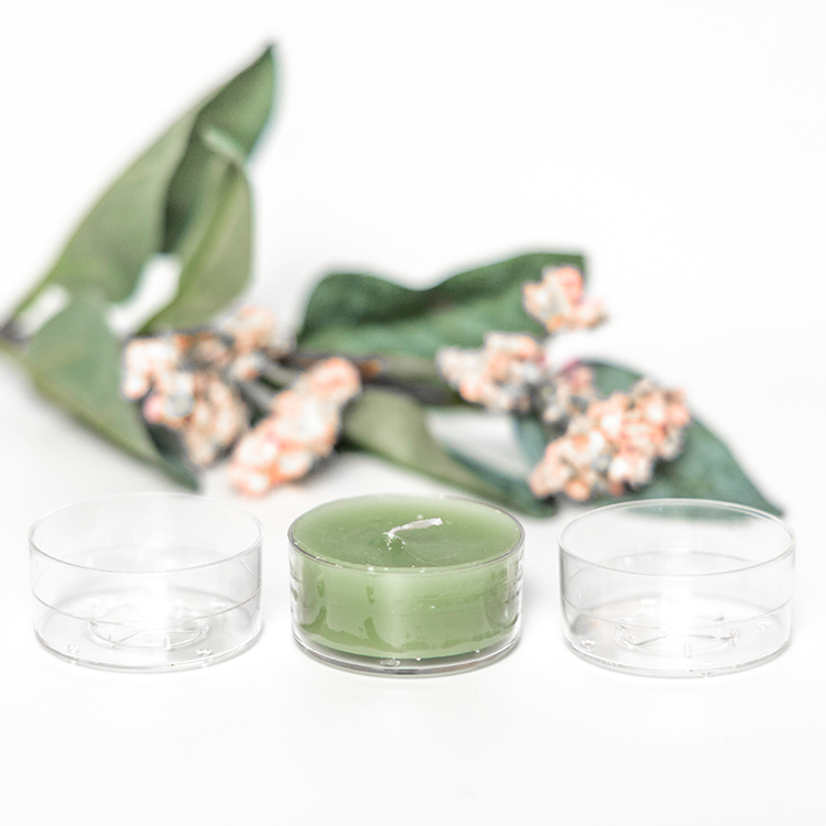 4hours burning time round shaped pc mini plastic empty candle holder