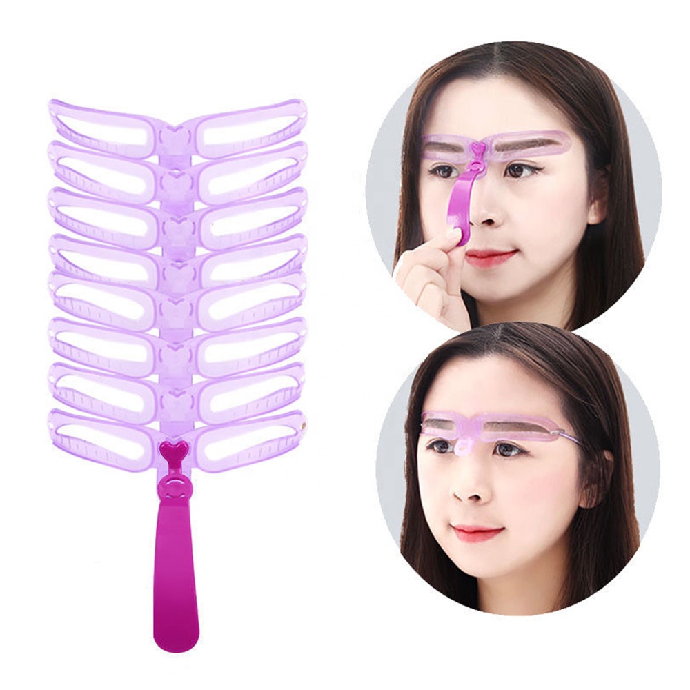 YDM Reusable 8 in1 Eyebrow Shaping Template Helper Eyebrow Stencils Kit Grooming Card Eyebrow Defining Makeup Tools