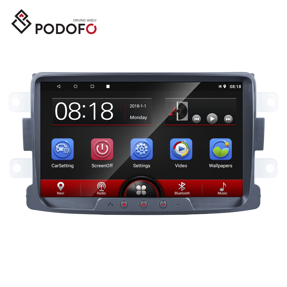Podofo Android 8,1 автомобильное радио Авторадио 8 ''HD Автомобильное видео GPS MP5 зеркальное соединение для Renault Dacia Sandero Duster Logan Dokker