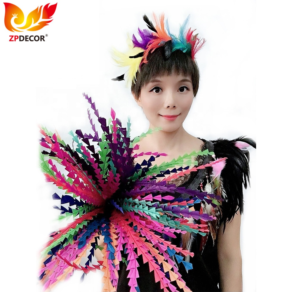 ZPDECOR Wholesale Size 30-35 cm Bleached Dyed Handwork Trimmed Rooster Tail Feathers for Fashion Clothes Design