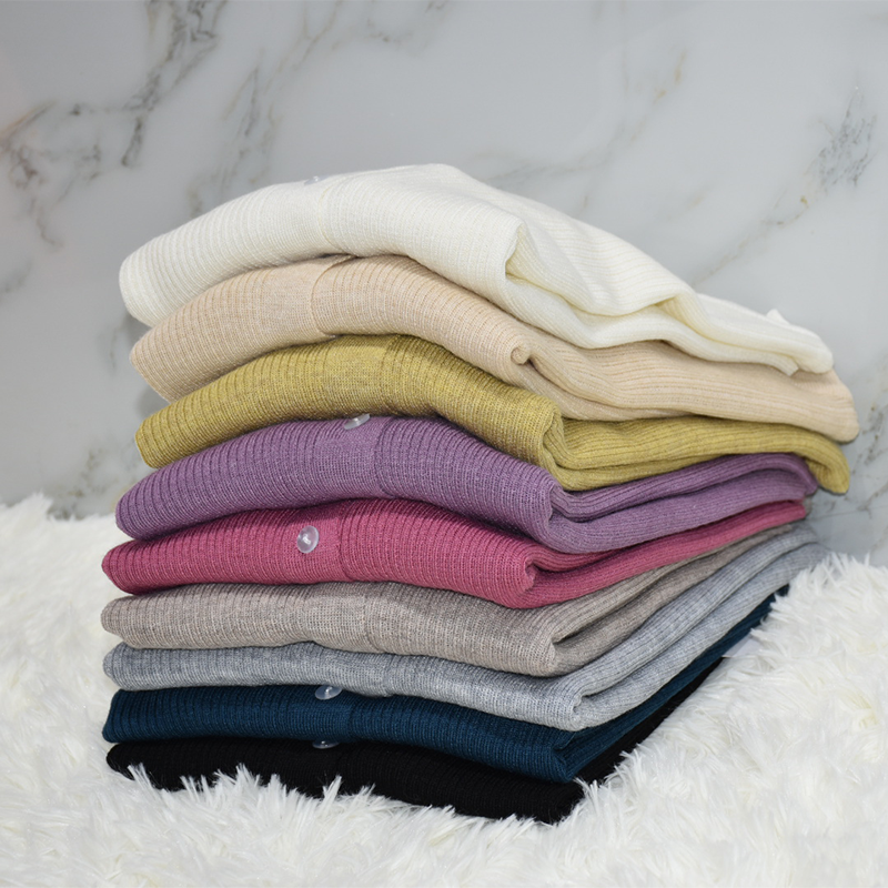 New Design Embroidered Solid Color Patch Logo Custom Women Best Spring Sweater Round Neck Cardigan