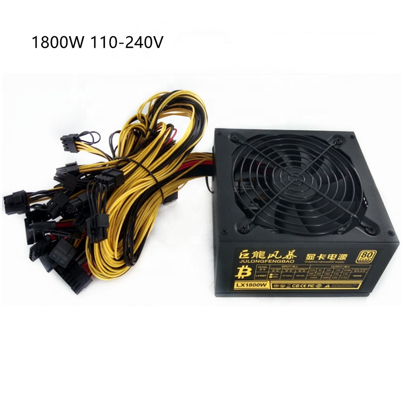 Блок питания ATX 110-240 в, 1800 Вт, поддержка графической карты 6 8 GPU, в наличии