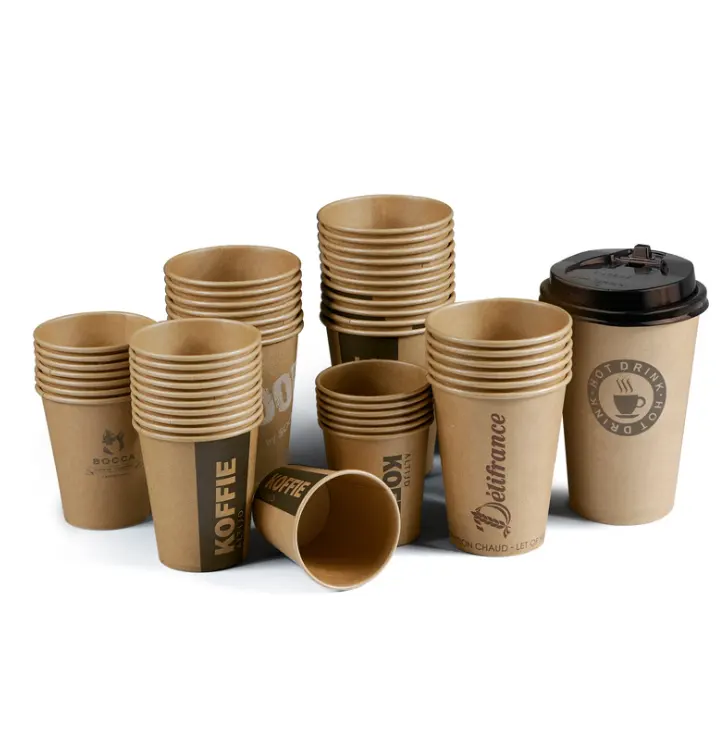 Disposable eco friendly printed hot sale cheap paper packaging milk tea coffee cups takeaway