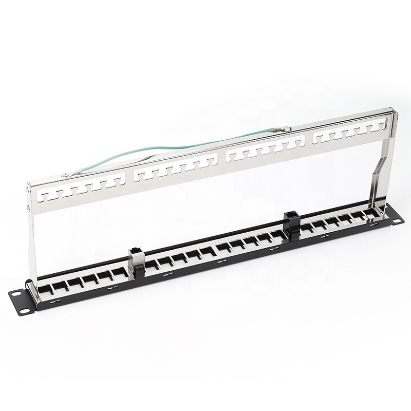 19-inch 24port UTP/FTP Cat5e 24 port Distribution Frame with Ground Wire Gold-plated RJ45 Jack Frame