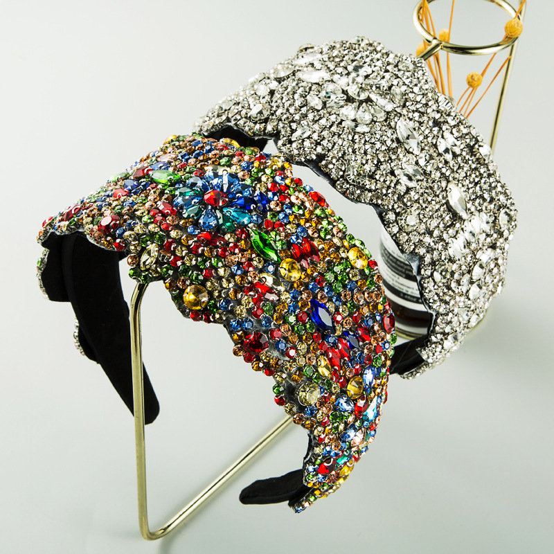 Luxury super-large exaggerated stars full of color rhinestone wide edge hairband