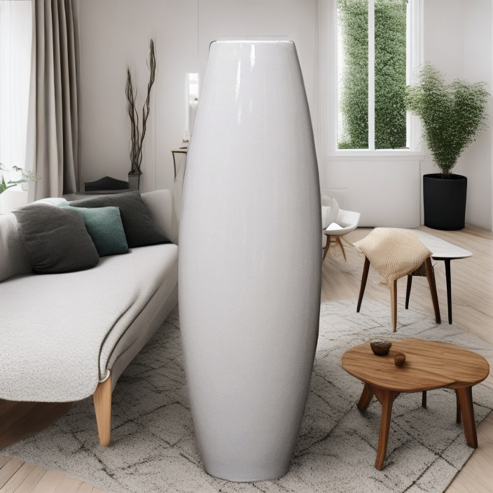Nordic style decorative fiberglass floor to ceiling vases green engineering micro landscape ornaments
