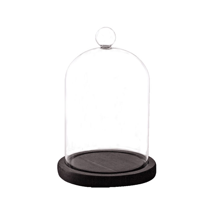 decorative glass dome cover with glass base