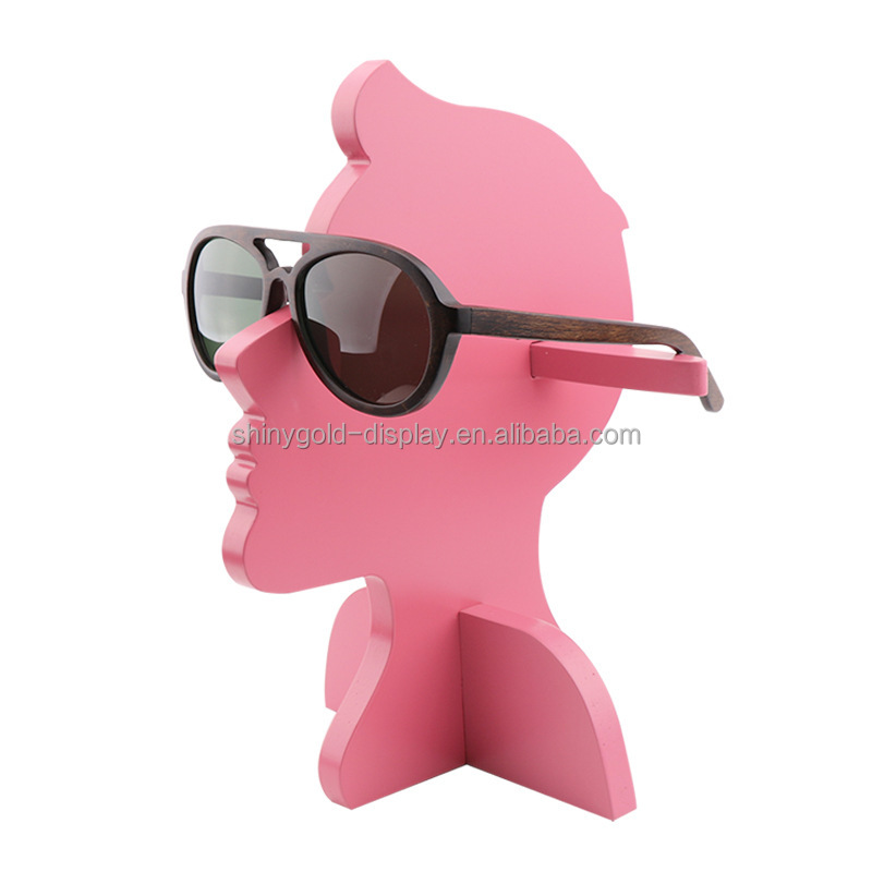 Head Shaped Dismountable Unique Design Glasses Display Rack Handmade Environmental Wood Sunglasses Stands Displays