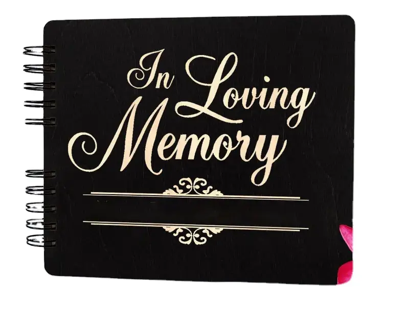 In Loving Memory Funeral Guest Book 8.5x7 Wood Custom Personalized Remembrance Sign In Guest Book In Loving Memory Guest Book