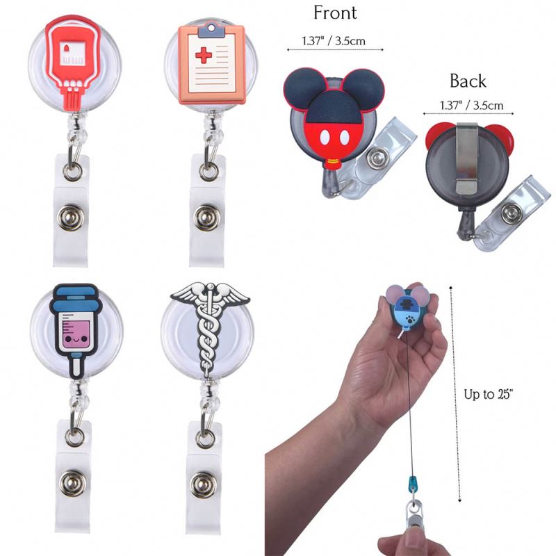 Mix Styles Medical Nurse Accessories RN CNA MA MD LPN Stethoscope Retractable Felt ID Badge Holder Reel For Nurse Gift