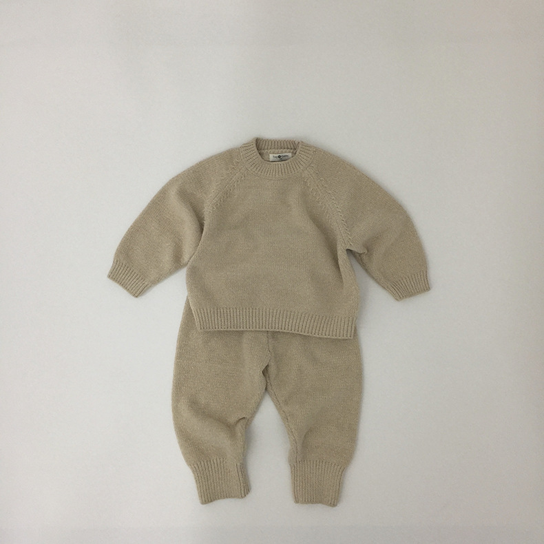 Korean version of the children in the background of solid color chenille boys and girls warm pants