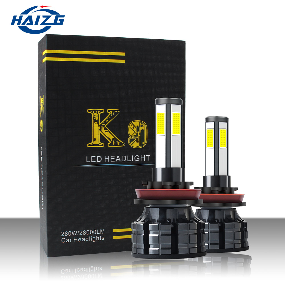 Haizg новейший продукт 4-сторонняя лампа подсветки K9 10000lm 50 Вт Супер яркость Авто осветительной системе H1 H3 H4 H7 автомобиля светодио дный светодиодные фары