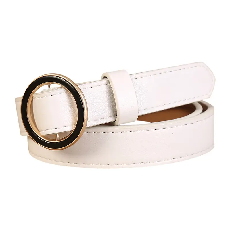 High Quality Belt Circle Buckle Leather Belt High Quality PU Leather Belt Ladies Leather Belt