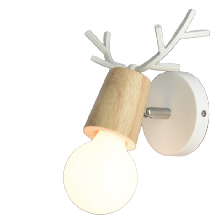 Modern Home Decoration Antlers Wood Bracket Light White Black Children Bedroom Indoor Wall Lamp