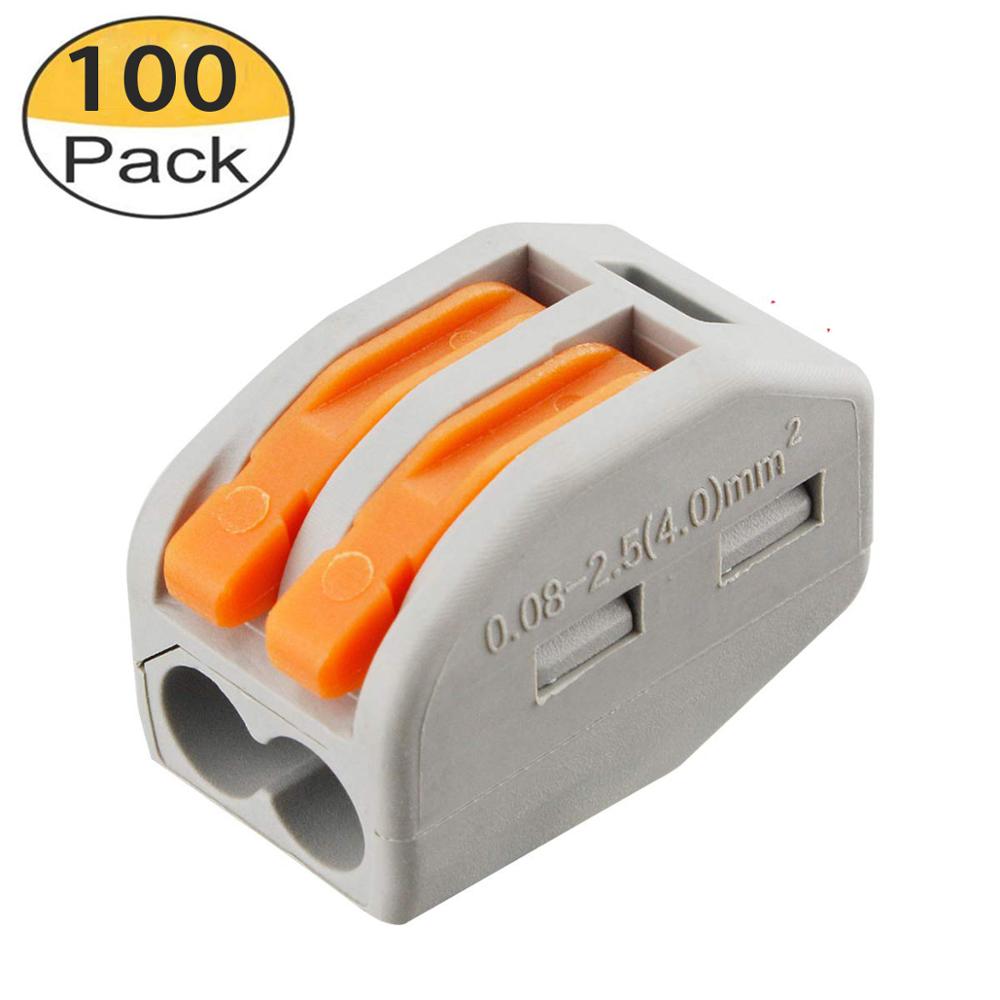 BAOTENG 100 шт. 222-412 2 Pin пуш-ап в быстро из-за мягкого и жесткого провода Быстрый разъем Клеммный блок