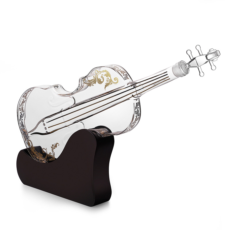 factory wholesale high borosilicate glass high quality violin decanter thickened wine bottle