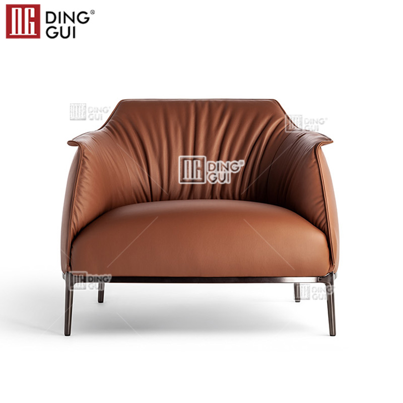Modern living room with comfortable backrest cushioned living room armchair