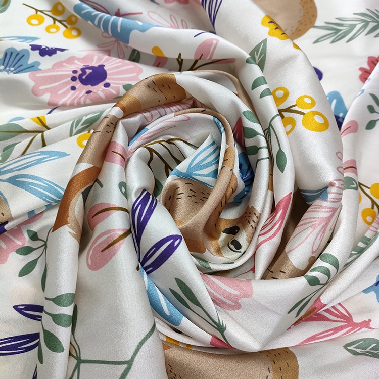 16mm 108cm 100% Pure Silk Stretch Satin Women Dress Floral Pattern Fabric