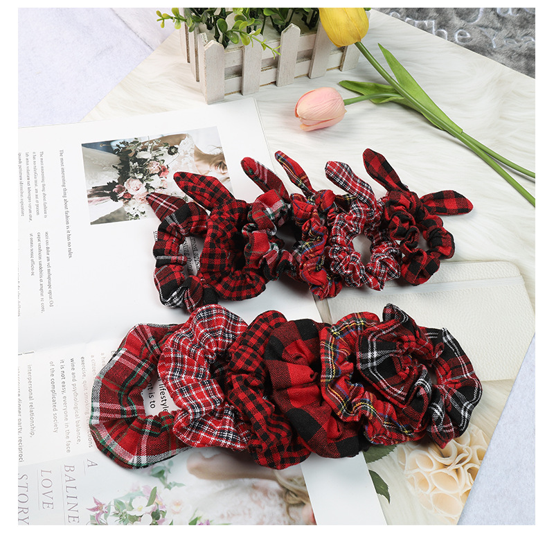 Wholesale Soft Elastic Hair Bands Plaid Snowflake Hair Scrunchy Christmas Elastics Bobbles Christmas Hair Scrunchies