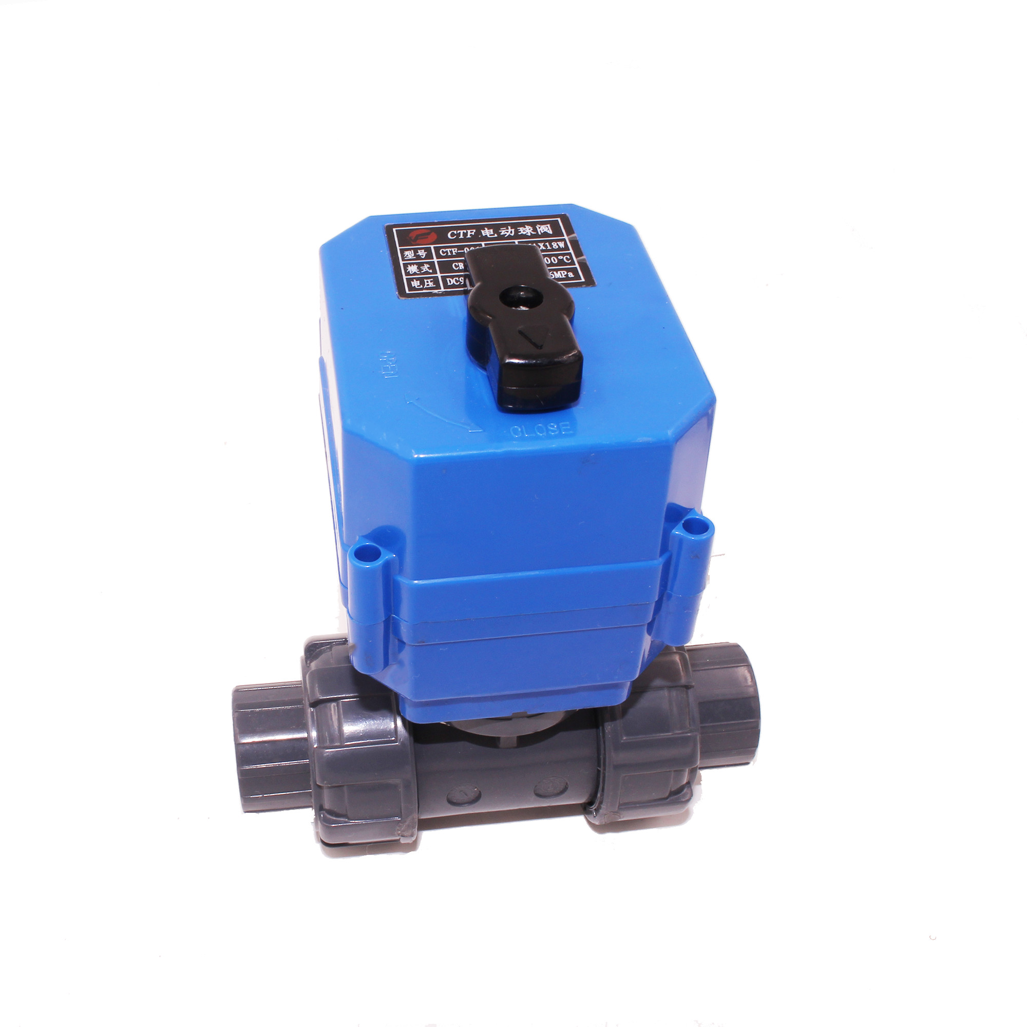CTF-001 DN50 DN32 DN25 UPVC двойная Соединительная резьба, нормально закрытый 2 дюйма 12 В Электрический привод, пластиковый шаровой водяной клапан