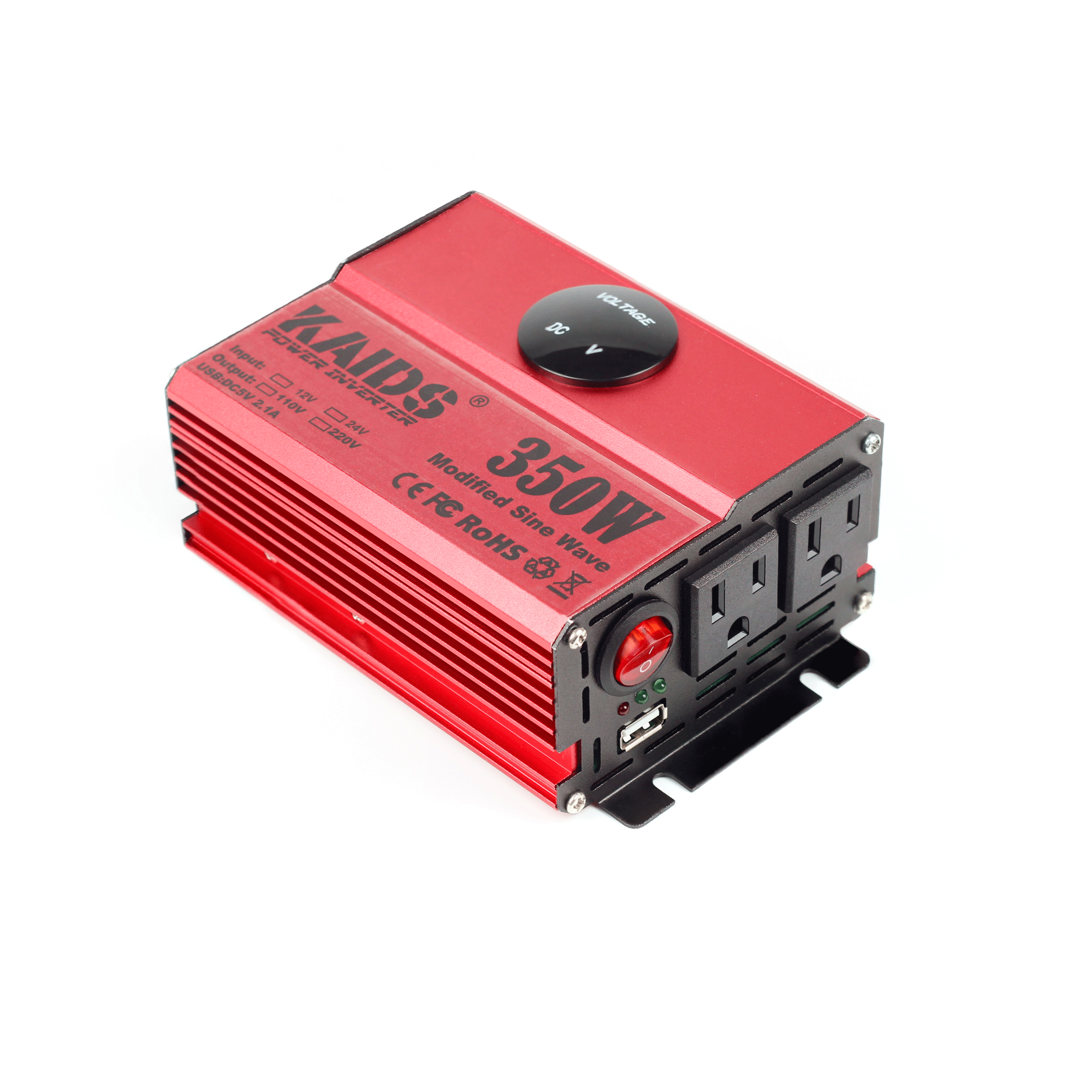 350W Car Inverter 12V to 220V 50Hz with Two US Socket and USB Port